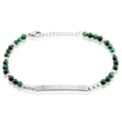 Bracelet Identité Acier Blanc Boules Sebastino Agate