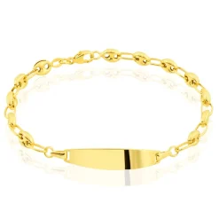 Bracelet Identité Evin Maille Grain De Cafe Or Jaune