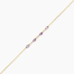 Bracelet Jardin Secret Or Jaune Améthyste Oxyde De Zirconium