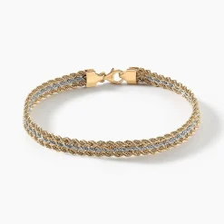 Bracelet Jerry Maille Corde 3 Rangs Or Bicolore