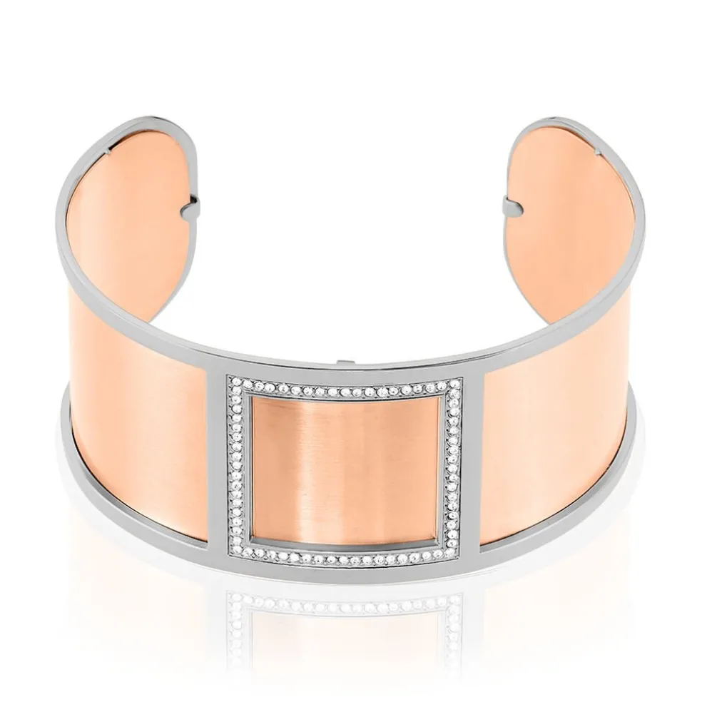 Bracelet Jonc Acier Blanc Strass