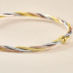 Bracelet Jonc Anaisaae Torsade Or Tricolore