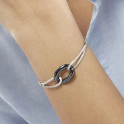 Bracelet Jonc Ceramik Design Argent Céramique Et Oxyde De Zirconium
