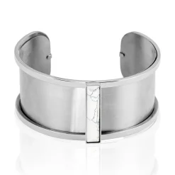 Bracelet Jonc Melvyna Acier Blanc Pierre De Synthese