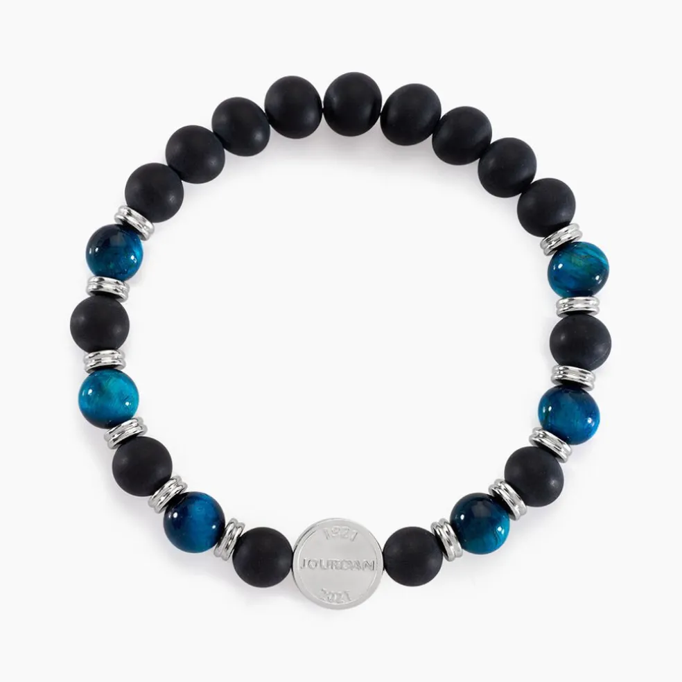 Bracelet Jourdan Homme 1921 Acier Blanc 艙il De Tigre Onyx