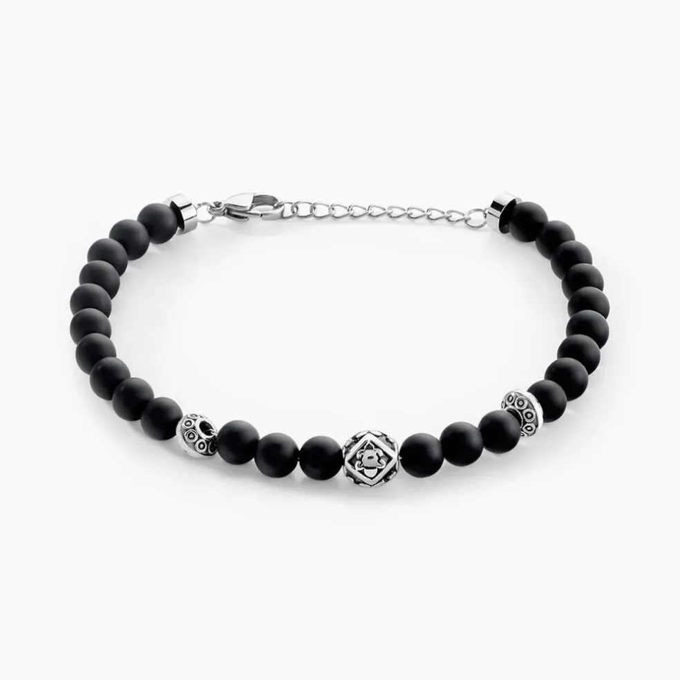Bracelet Labhras Acier Blanc Agate