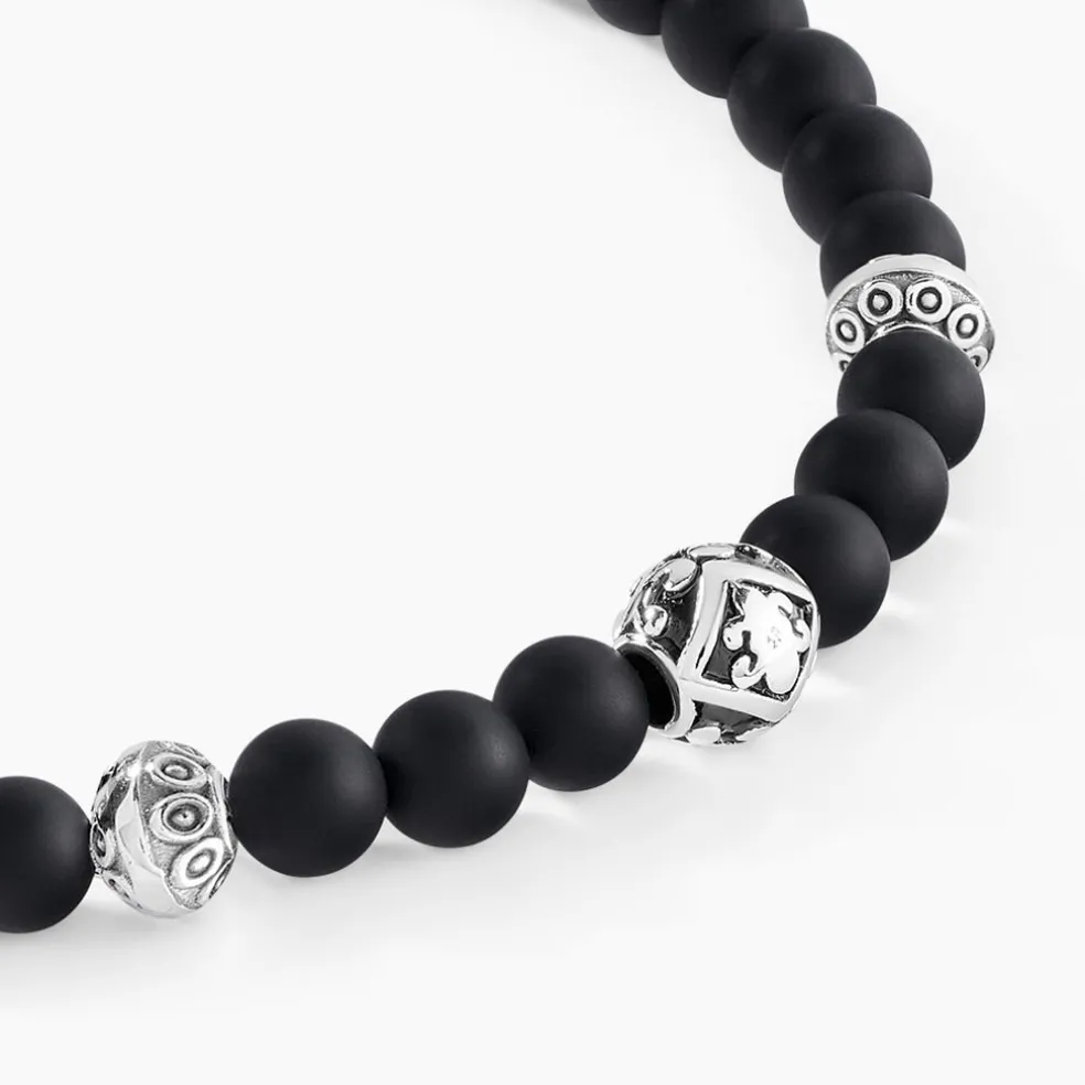 Bracelet Labhras Acier Blanc Agate
