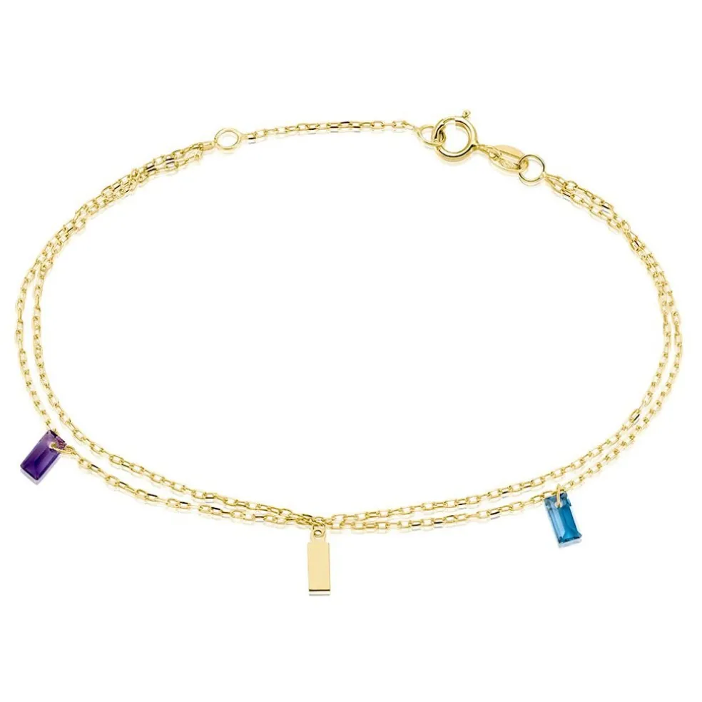 Bracelet Lavender Or Jaune Améthyste Topaze