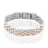 Bracelet Mareva Maille Grain De Riz Acier Bicolore