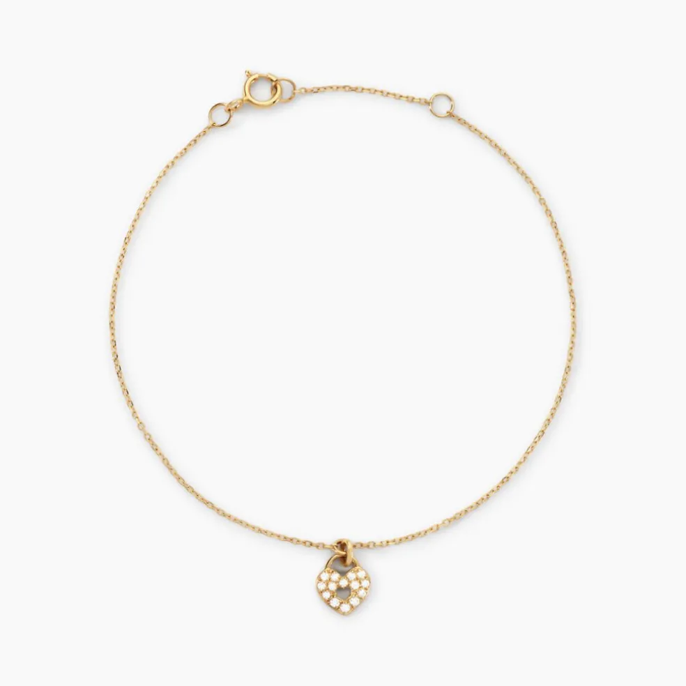 Bracelet Mi Or Jaune Oxyde De Zirconium