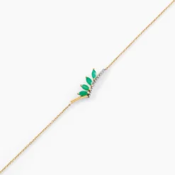 Bracelet Navette Or Jaune Emeraude Diamant