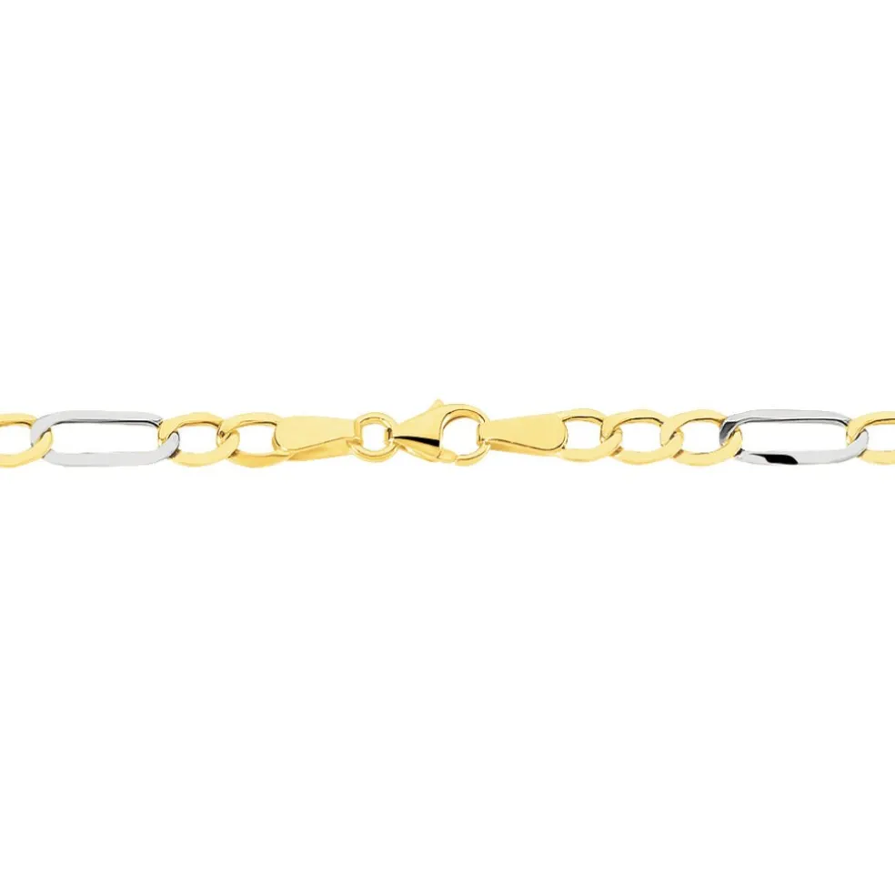 Bracelet Or Bicolore Maille Alternée 1/3