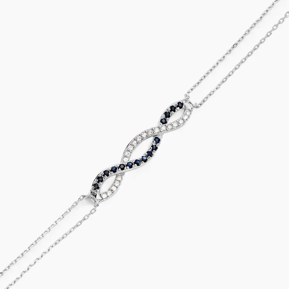 Bracelet Or Blanc Maury Saphirs Diamants