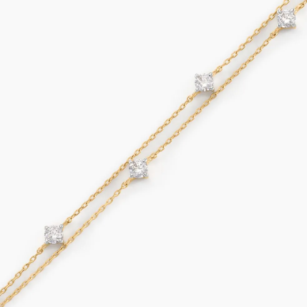 Bracelet Or Jaune Eclat D'etoile Oxyde De Zirconium