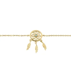 Bracelet Plaqué Or Jaune Attrape Rêves Turquoise Bleue