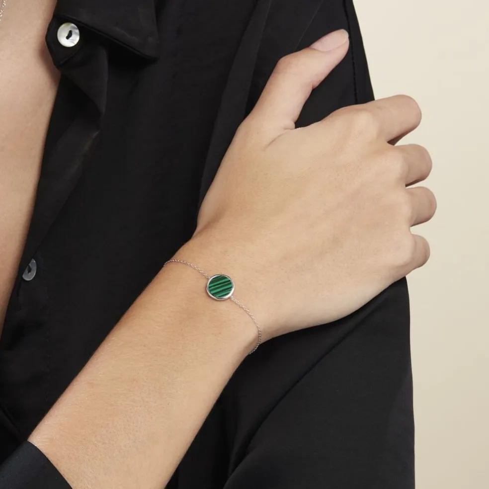 Bracelet Saül Argent Blanc Malachite