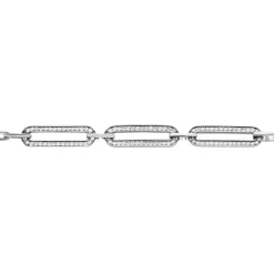 Bracelet Trait D'union Argent Blanc Oxyde De Zirconium