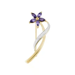 Broche Maxanceae Plaqué Or Jaune Oxyde De Zirconium