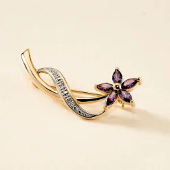 Broche Maxanceae Plaqué Or Jaune Oxyde De Zirconium
