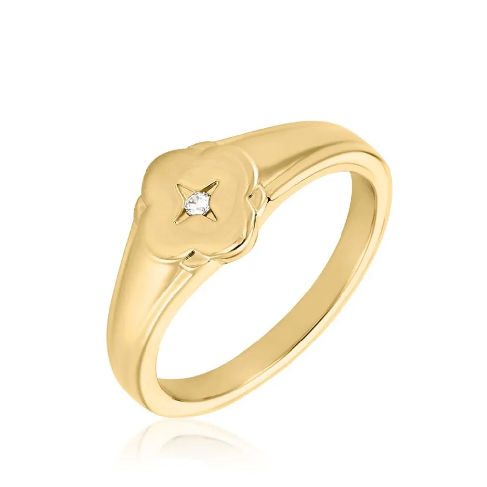 Chevalière Cosma Plaqué Or Jaune Oxyde De Zirconium
