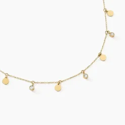 Collier Acier Doré Cristal