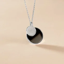 Collier Adonya Argent Blanc Céramique Et Oxyde De Zirconium