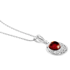 Collier Argent Blanc Mystica Ambre