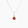 Collier Argent Blanc Simona Ambre