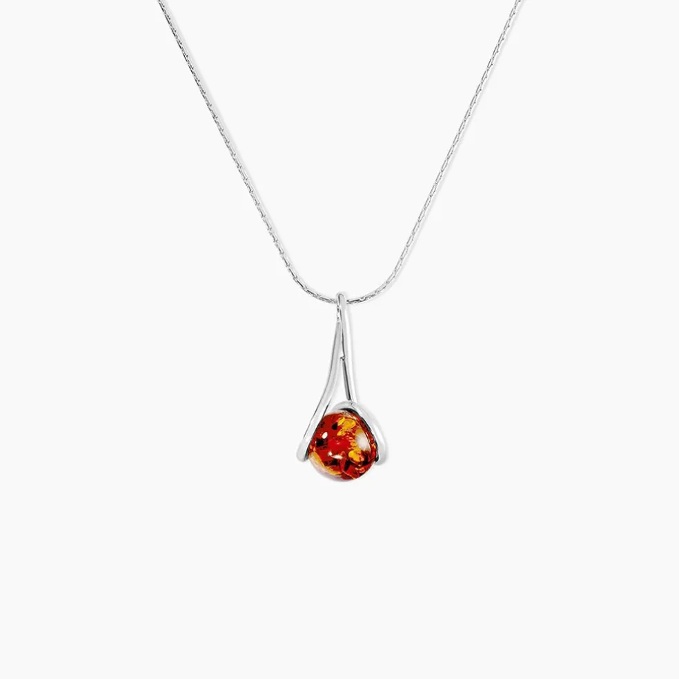 Collier Argent Blanc Simona Ambre