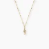 Collier Aurore Acier Doré éclair Cristal