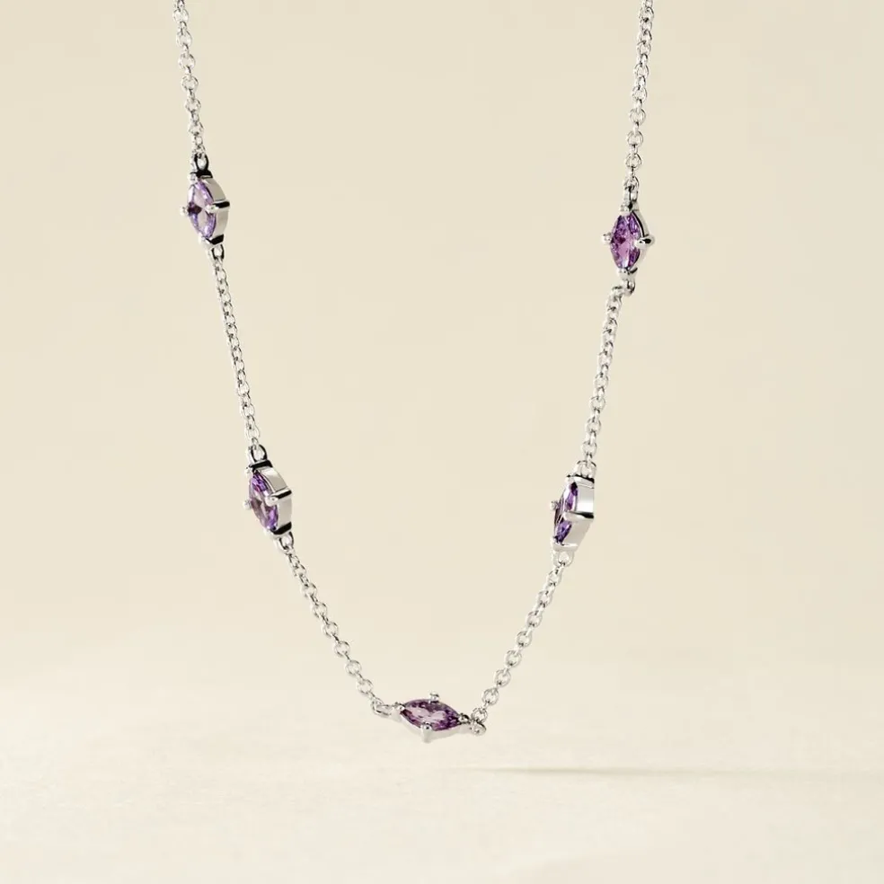 Collier Borya Argent Blanc Oxyde De Zirconium