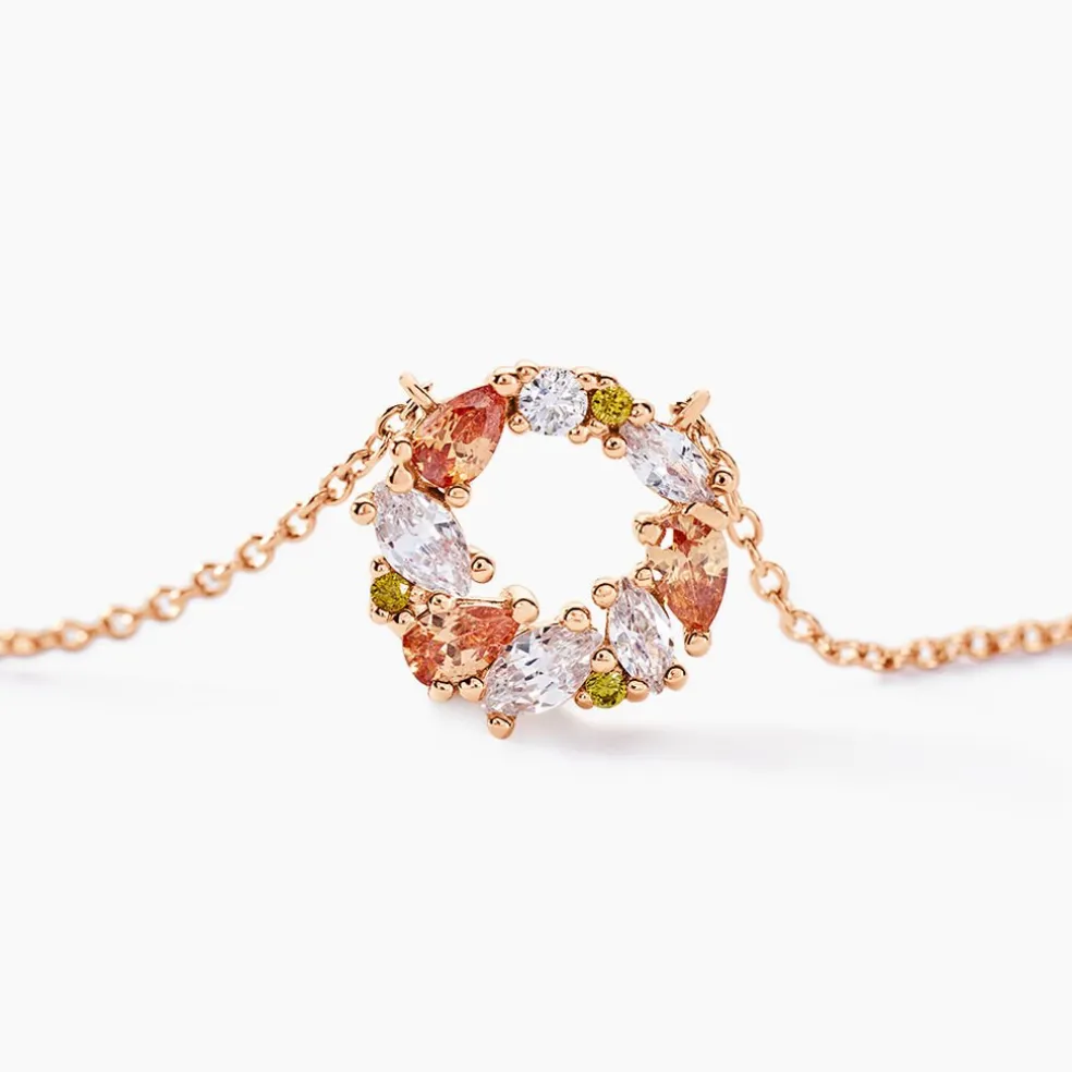 Collier Camelia Argent Rose Oxyde De Zirconium