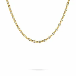 Collier Carlo Or Bicolore Maille Marine Ronde
