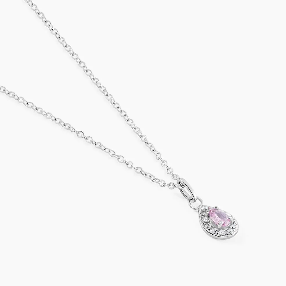 Collier Court Argent Blanc Tania Oxyde De Zirconium