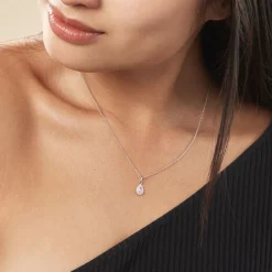Collier Court Argent Blanc Tania Oxyde De Zirconium