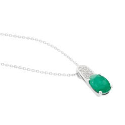 Collier Crista Or Blanc Emeraude Et Diamant