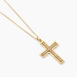Collier Croix Or Jaune Diamant