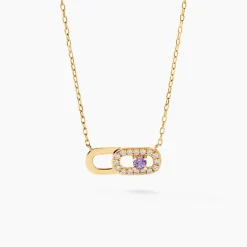 Collier Deonne Or Jaune Améthyste Oxyde De Zirconium