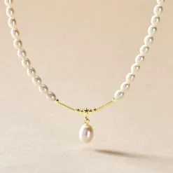 Collier Emma-lisa Or Jaune Perle De Culture