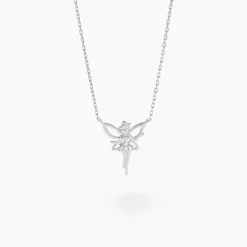 Collier Fee Or Blanc Diamant
