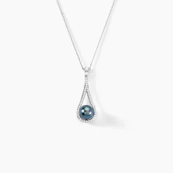 Collier Gillet Or Blanc Perle De Tahiti Oxyde Zirconium