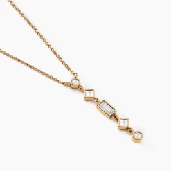 Collier Gold Chandelier Plaqué Or Doré Oxyde De Zirconium