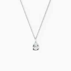 Collier Goutte Or Blanc Oxyde De Zirconium