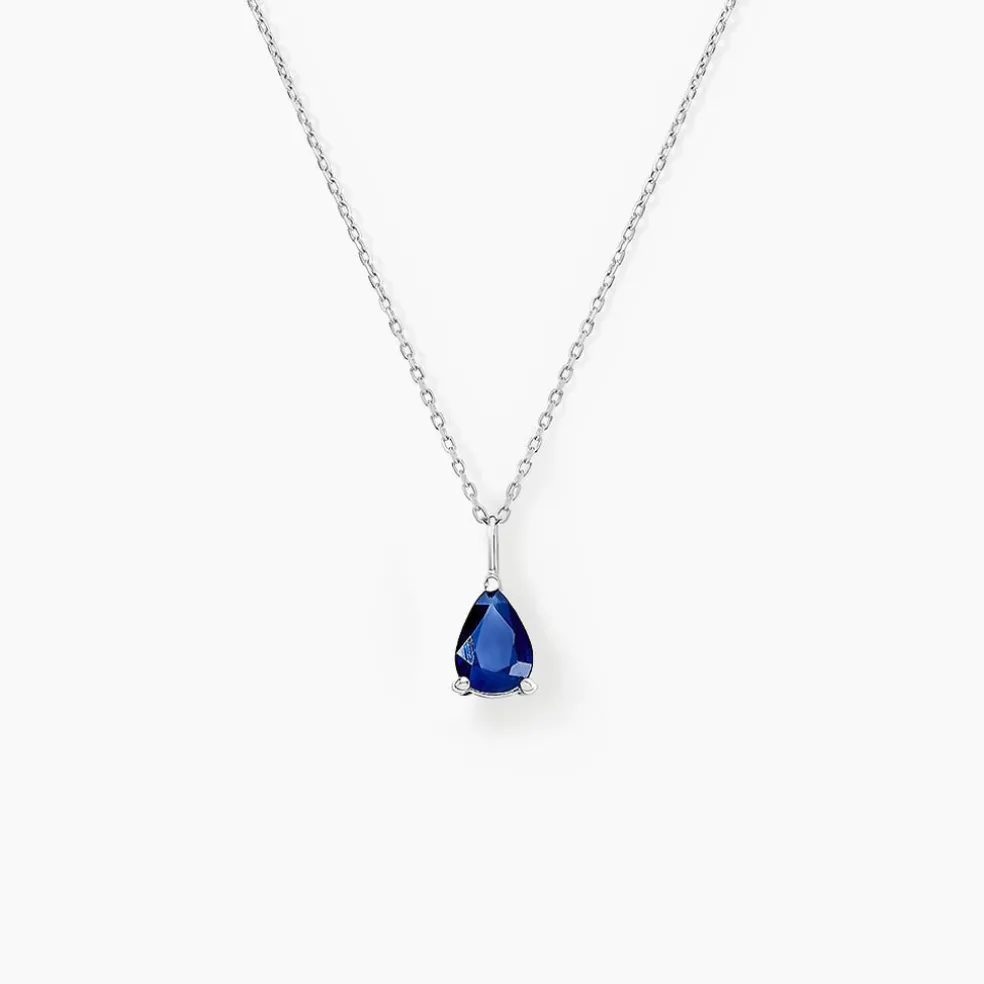 Collier Goutte Or Blanc Saphir