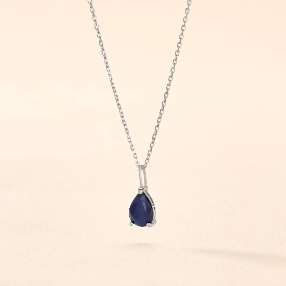 Collier Goutte Or Blanc Saphir