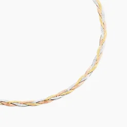 Collier Jasmin Tresse Or Tricolore