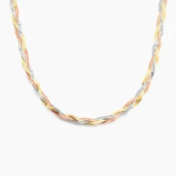 Collier Jasmin Tresse Or Tricolore