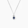 Collier Lys Or Blanc Saphir Et Diamant