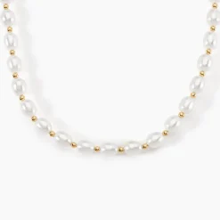 Collier Marame Or Jaune Perle De Culture