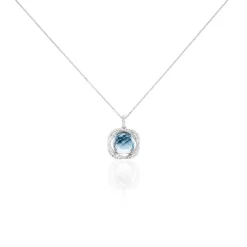 Collier Marie-jacqueline Or Blanc Topaze Et Diamant